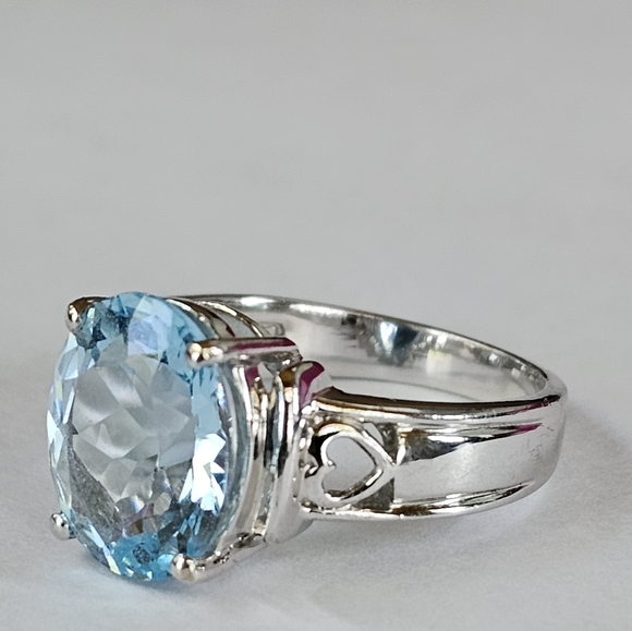 Certified Blue Topaz Sterling Silver Ring Size 7 π - Picture 14 of 14